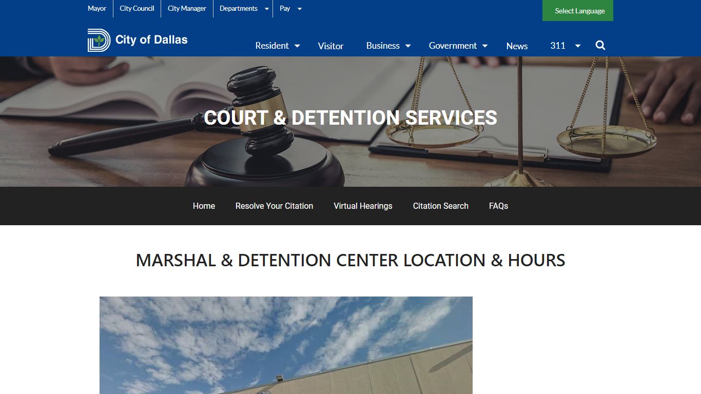 Marshal & Detention Center Location & Hours - City of Dallas