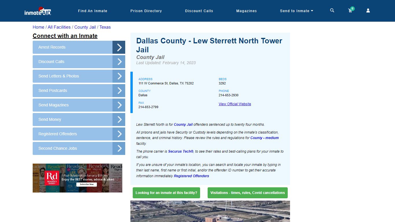 Dallas County - Lew Sterrett North Tower Jail - Inmate Locator - Dallas, TX