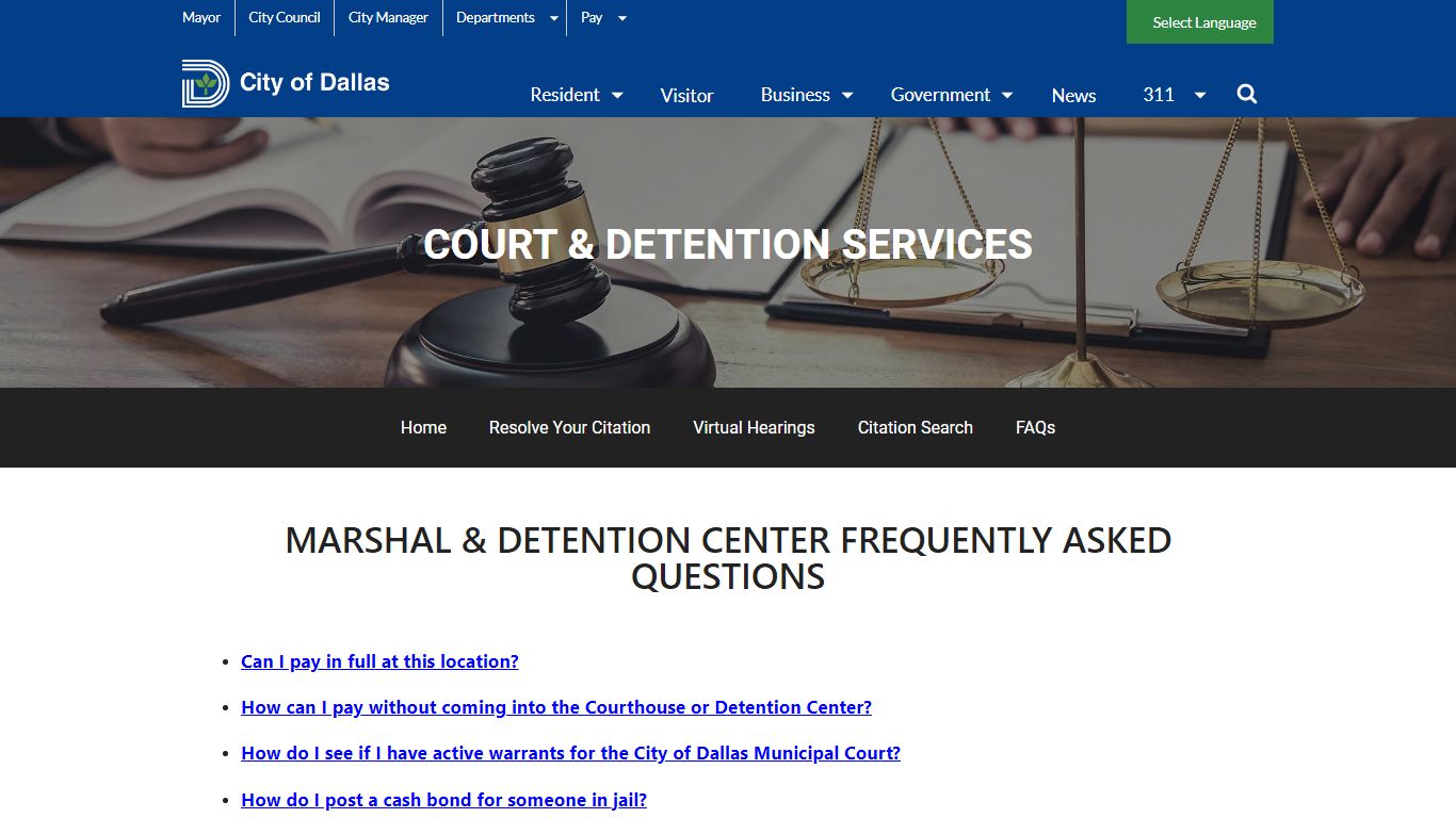 Marshal & Detention Center Frequently Asked Questions - City of Dallas